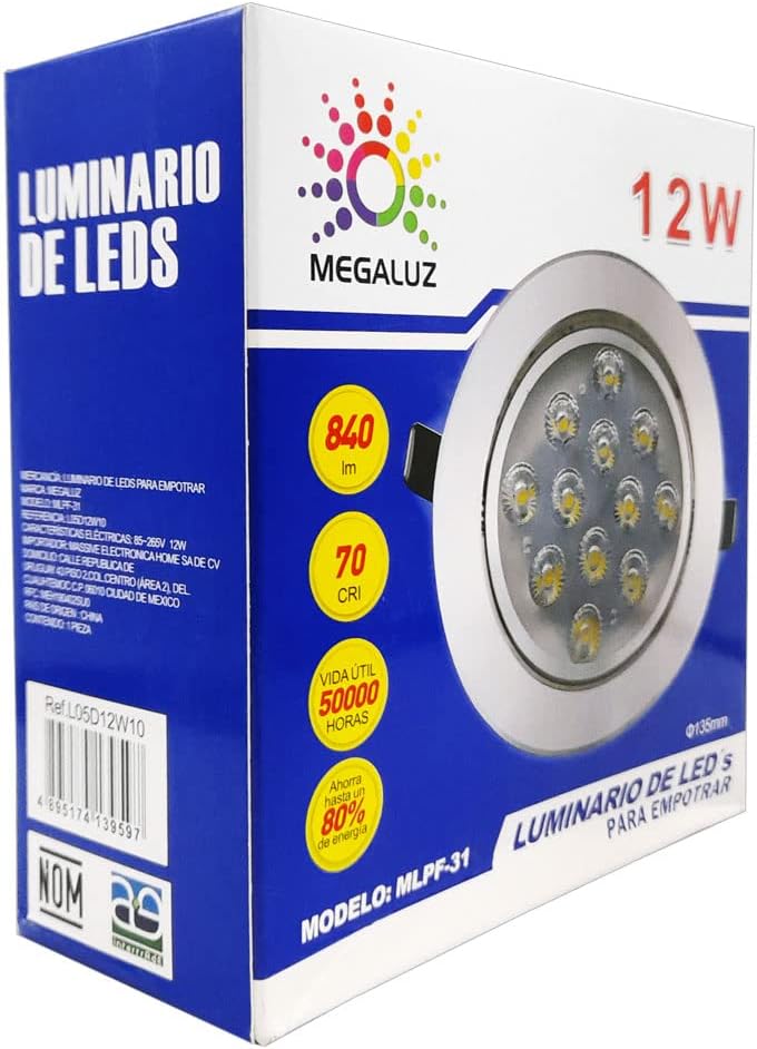 Luminario Empotrable Techo Led 12w Dirigible 840lm 10pz