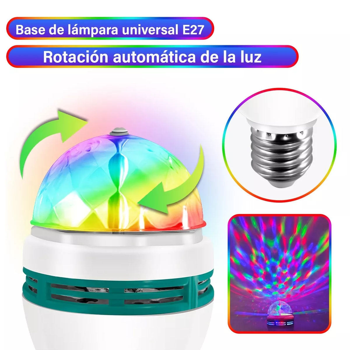 10pzs Foco Led Giratorio Multicolores Fiesta Rgb Disco Party