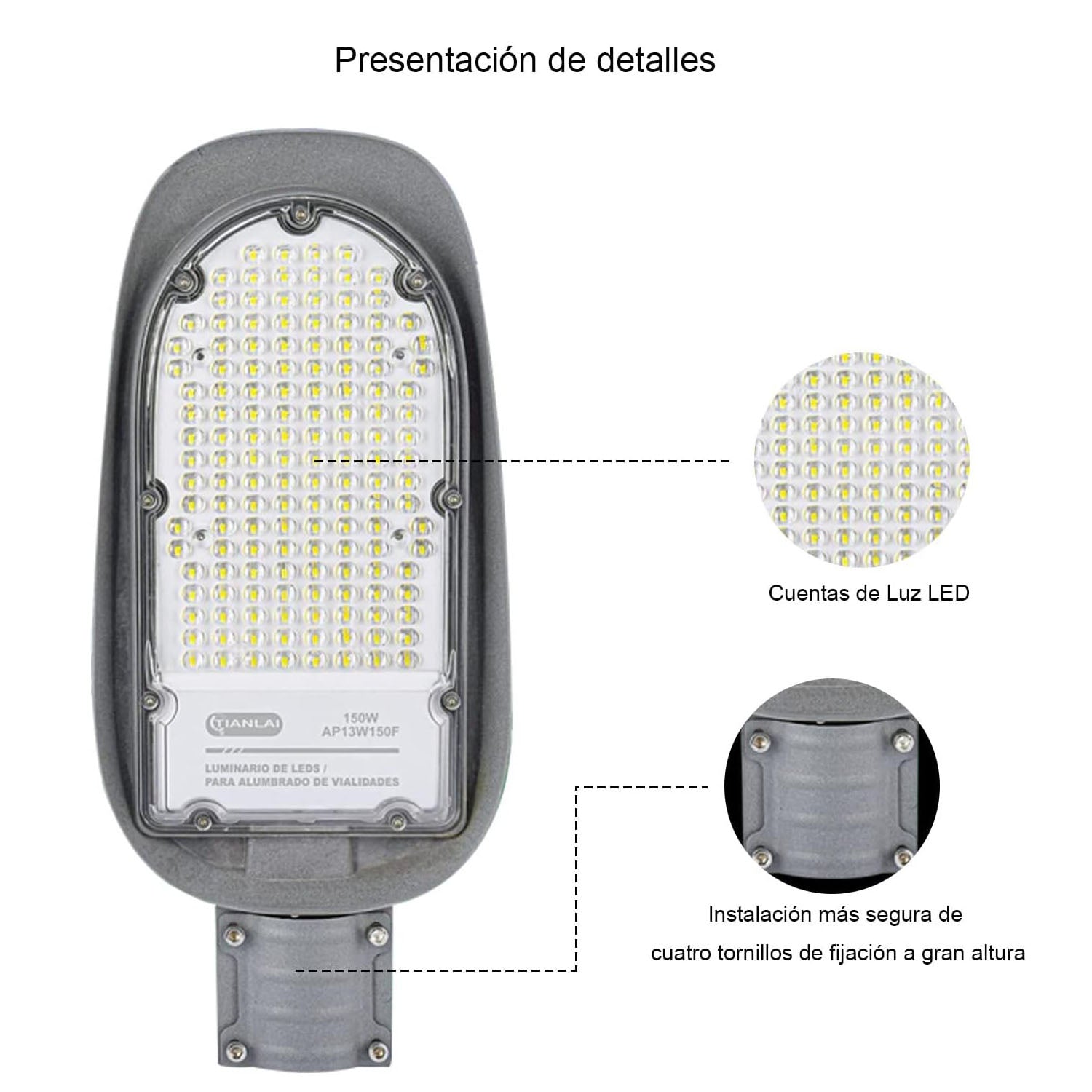 Lampara Alumbrado 150w Publico Led Luz 11000lm Blanca Ip65