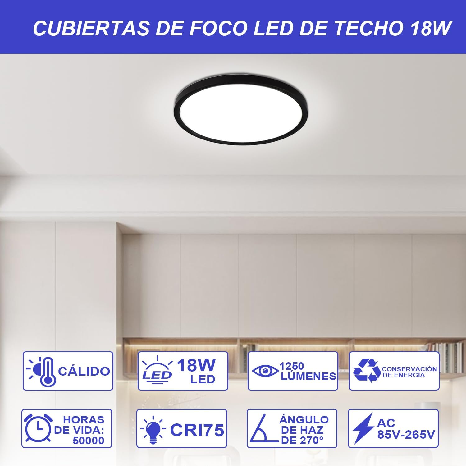 36PZ Lamparas Spot Ajustable panel  3Tonos Marco 18w 17 Cm 1250lm