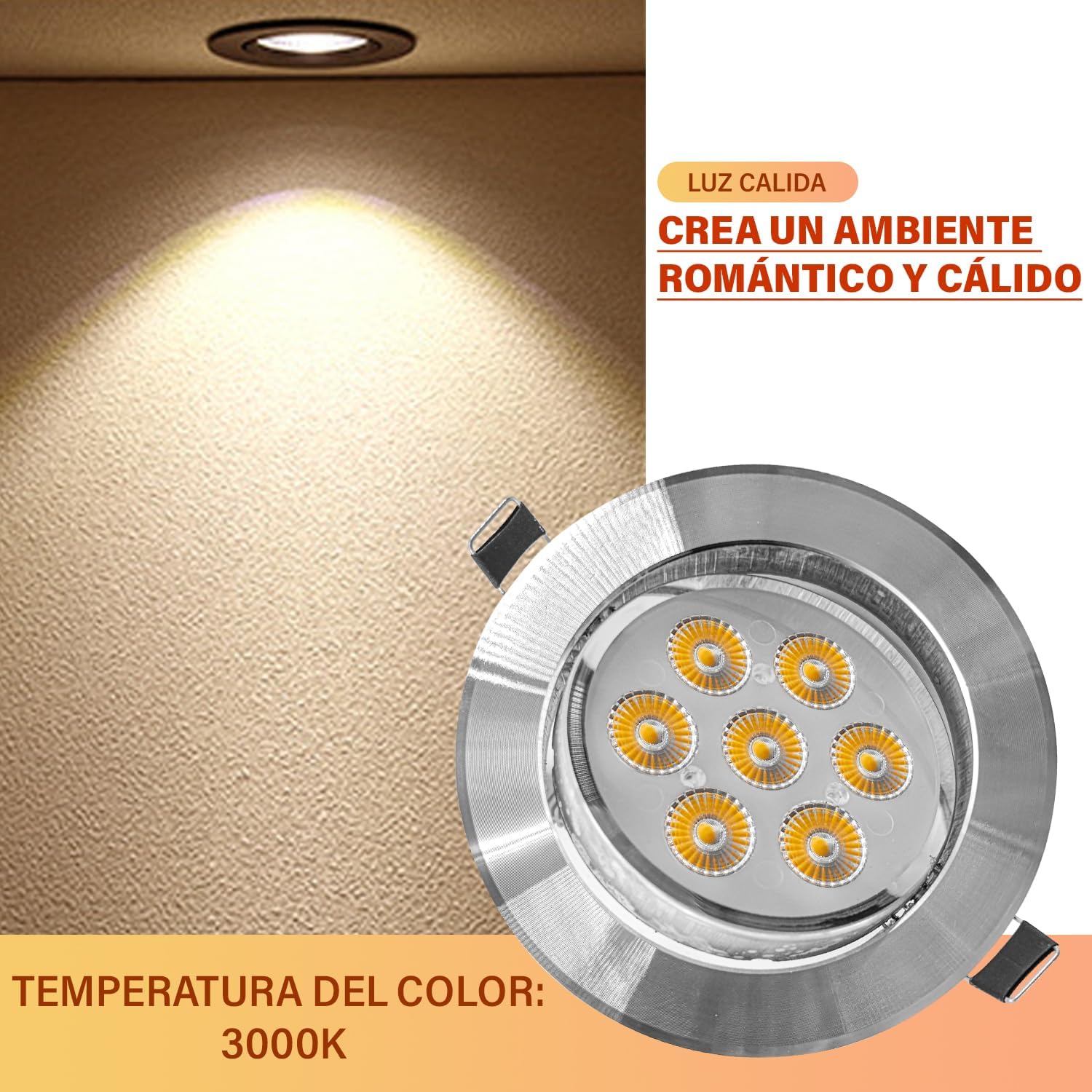 Plafon Led 7w Dirigible Empotrado L06dc07w Luz Calida Color Gris