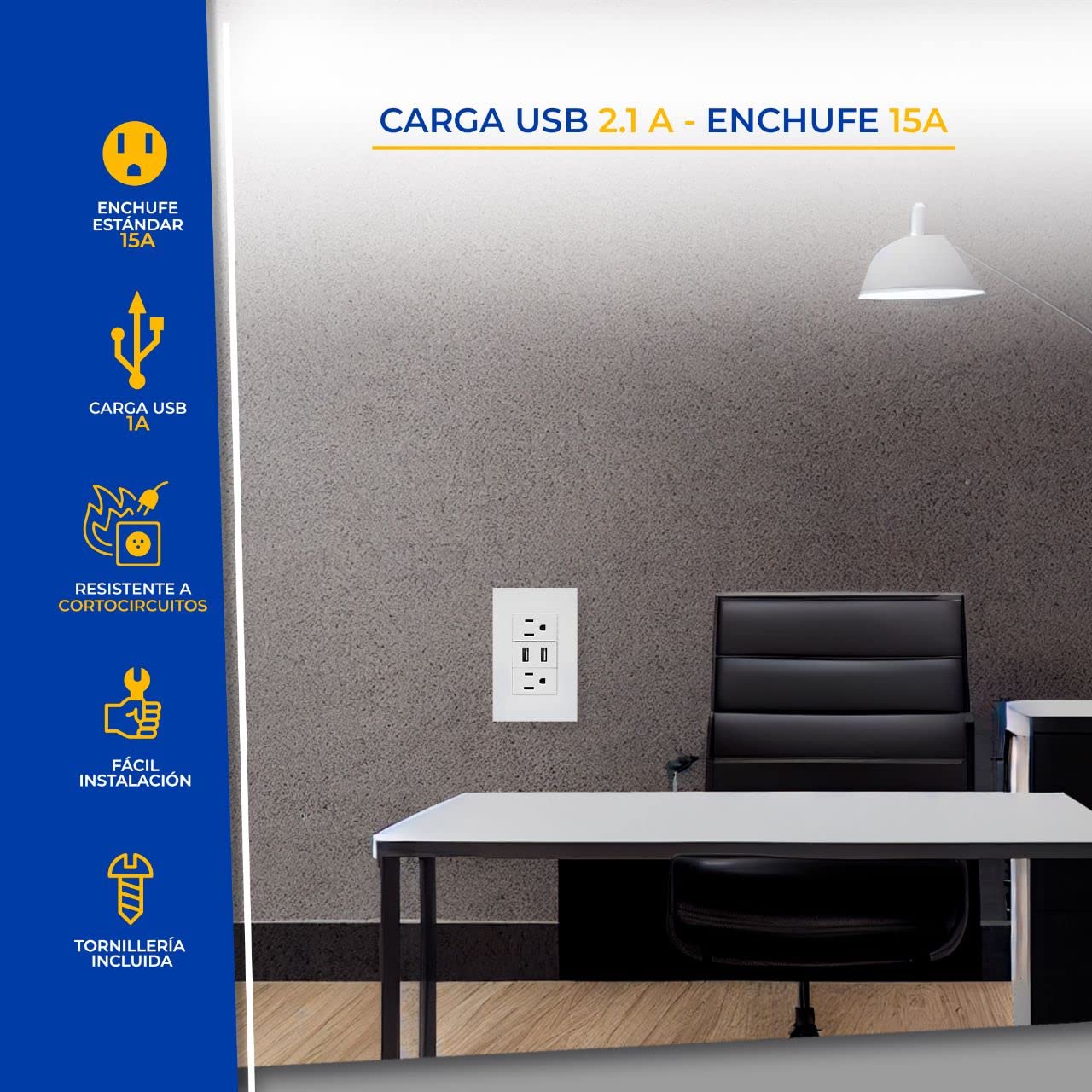 10P Contacto Doble Toma Corriente Con Puertos Usb De Lujo Casa Color Blanco