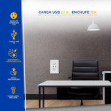 10P Contacto Doble Toma Corriente Con Puertos Usb De Lujo Casa Color Blanco