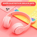 Audífonos Diadema Con Orejas De Gato Rosa Linkbits P47m