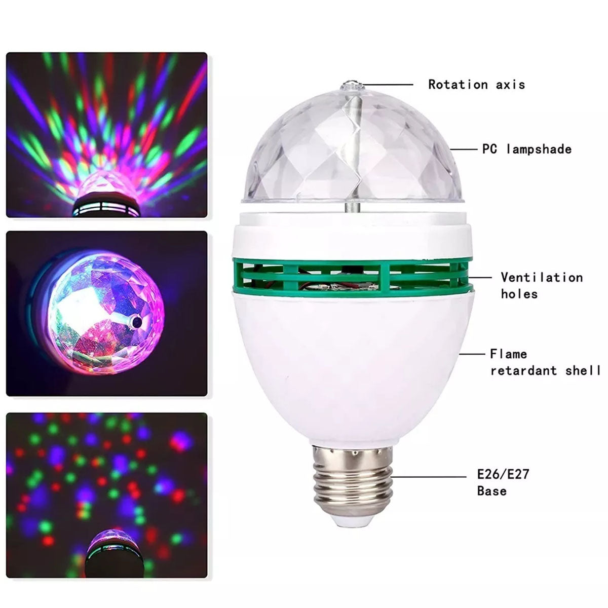 10pzs Foco Led Giratorio Multicolores Fiesta Rgb Disco Party