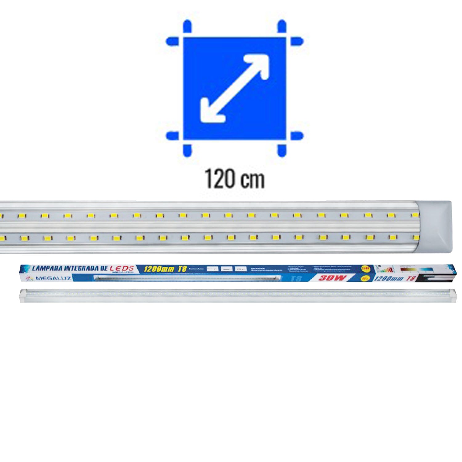 36pz Regleta Gabinete Tubo Led Doble Tira 30w Base Aluminio