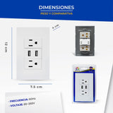 10P Contacto Doble Toma Corriente Con Puertos Usb De Lujo Casa Color Blanco