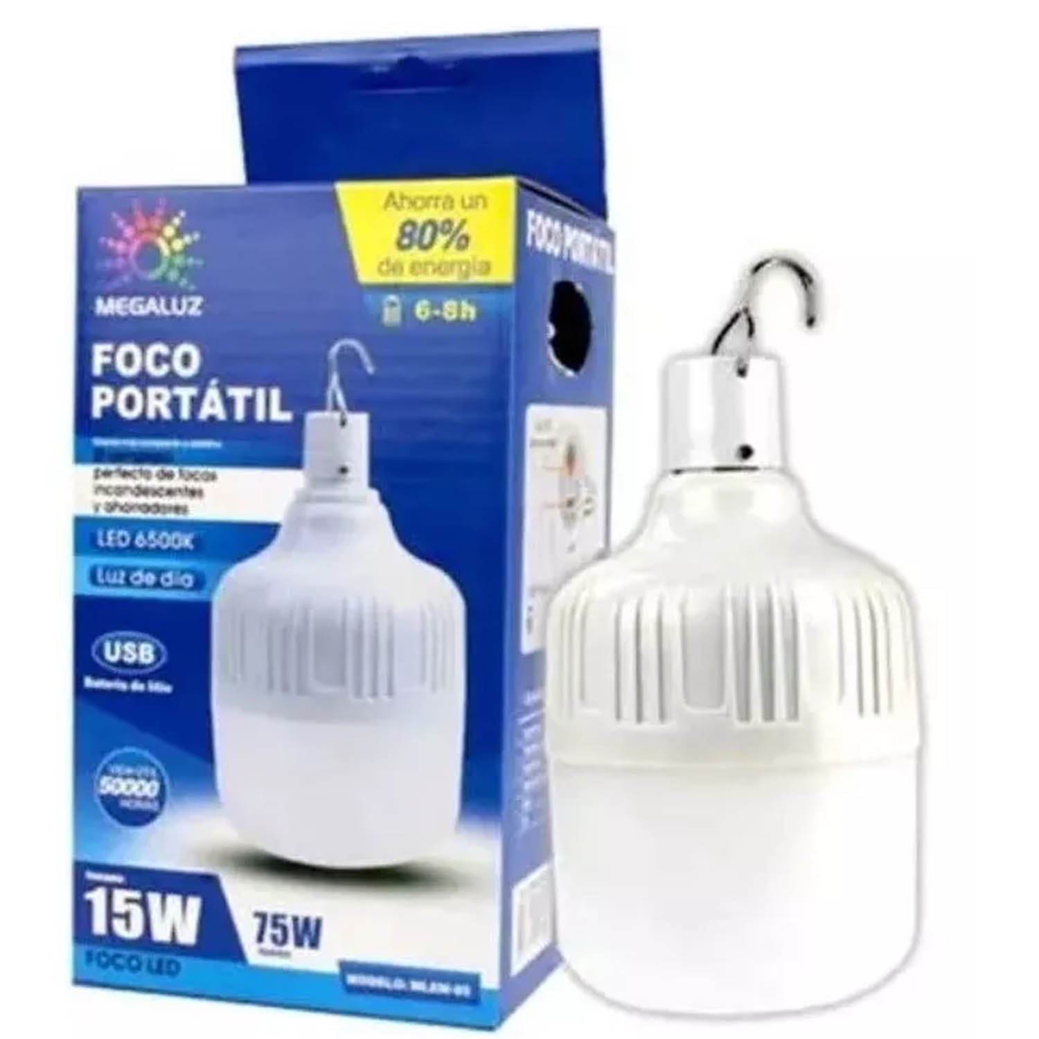 Foco Bala Recargable 15w Luz Blanca Emergencia Portatil Color de la luz Blanco frío