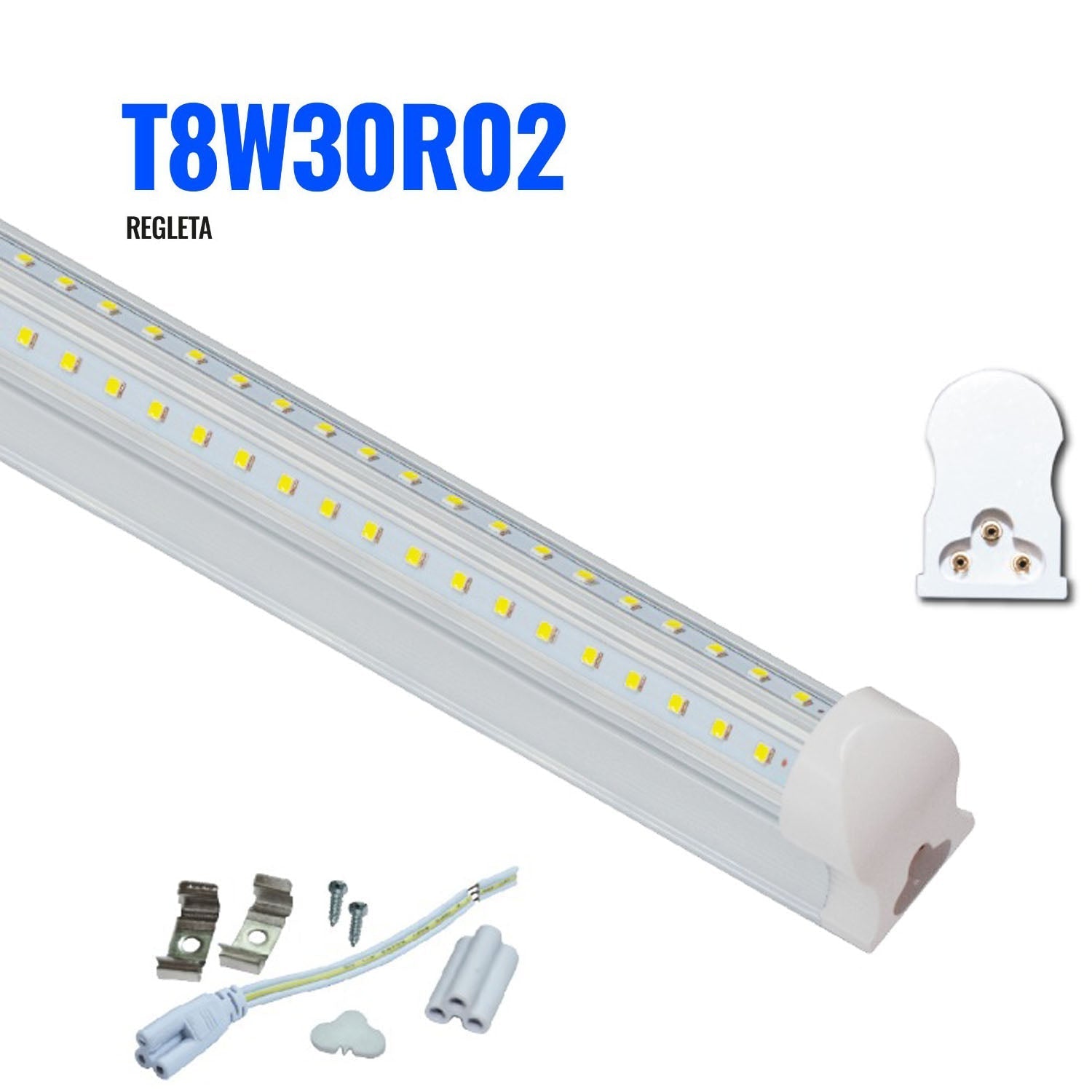 5pz Regleta Gabinete Tubo Led Doble Tira 30w Base Aluminio