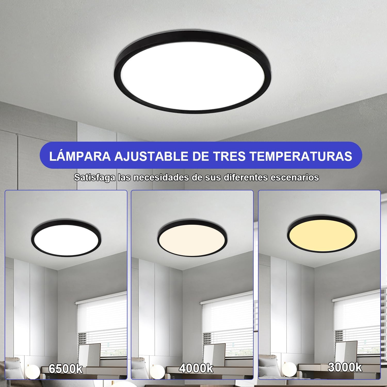 36PZ Lamparas Spot Ajustable panel  3Tonos Marco 18w 17 Cm 1250lm