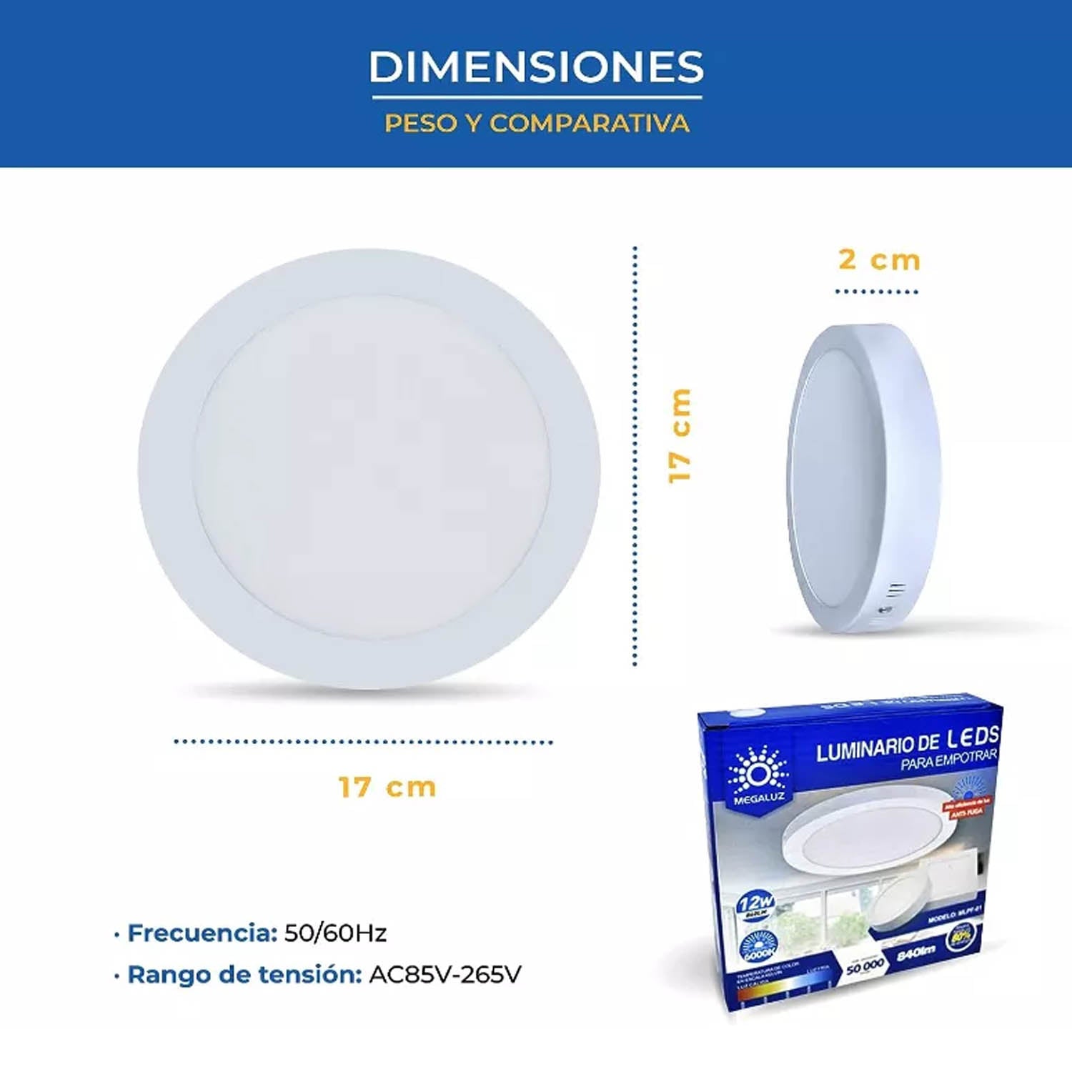 5p Lampara De Sobreponer Led 12w Luz Blanca Techo Plafon