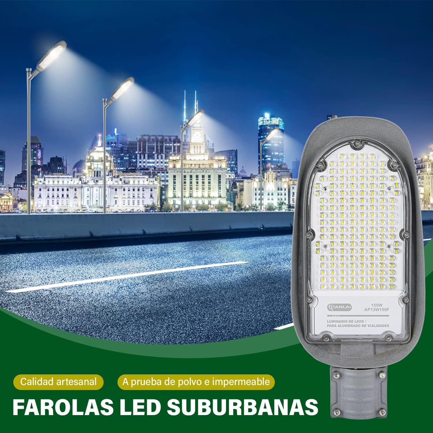 Lampara Alumbrado 150w Publico Led Luz 11000lm Blanca Ip65