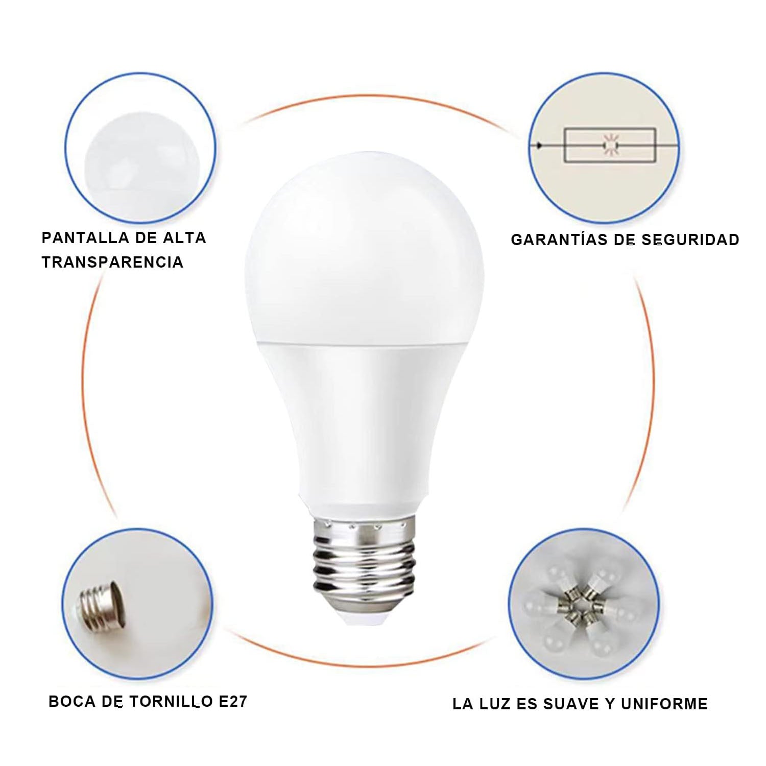 Foco Led Luz Blanca Fria De 10w Ahorrador Eq 50w Paq 100pz