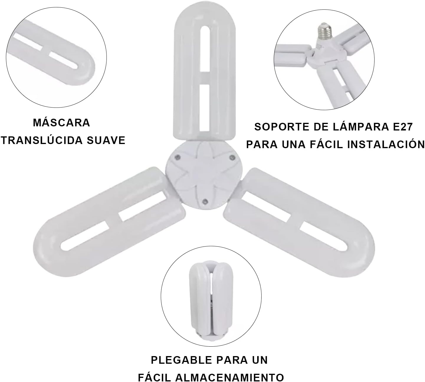 5pzs Foco Led Lampara 5 Aspas 60w(300w)Blanco Frio E27