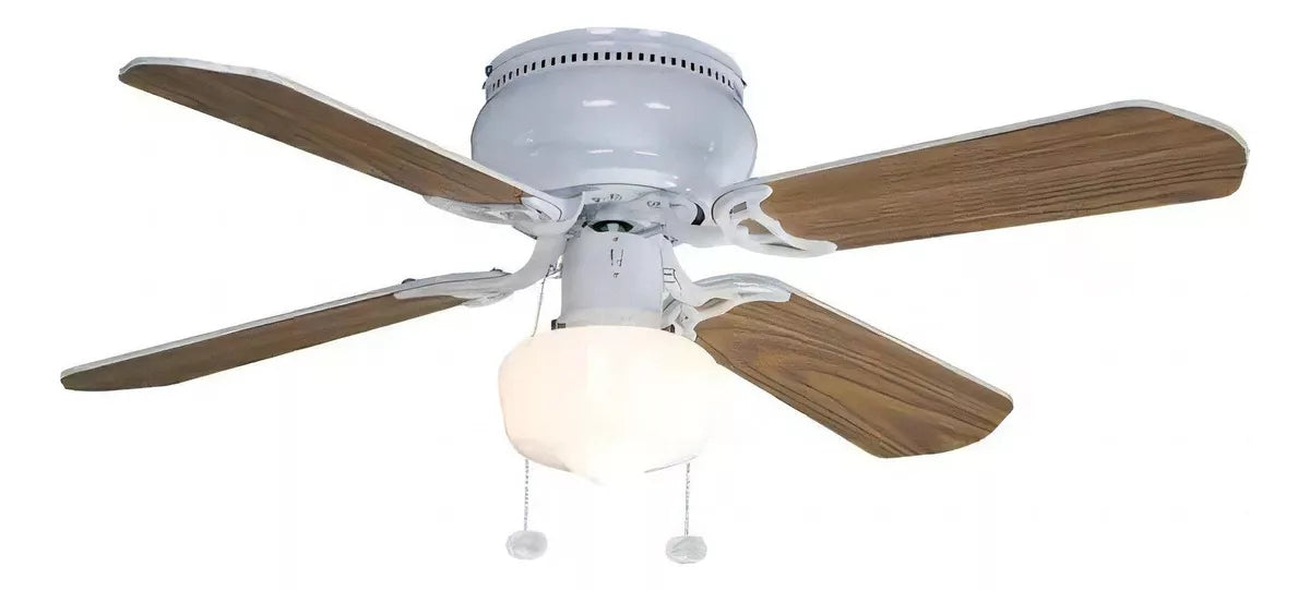 Ventilador de techo Megaluz CF1135-42 blanco con 4 aspas color café de madera, 106 cm de diámetro 110 V