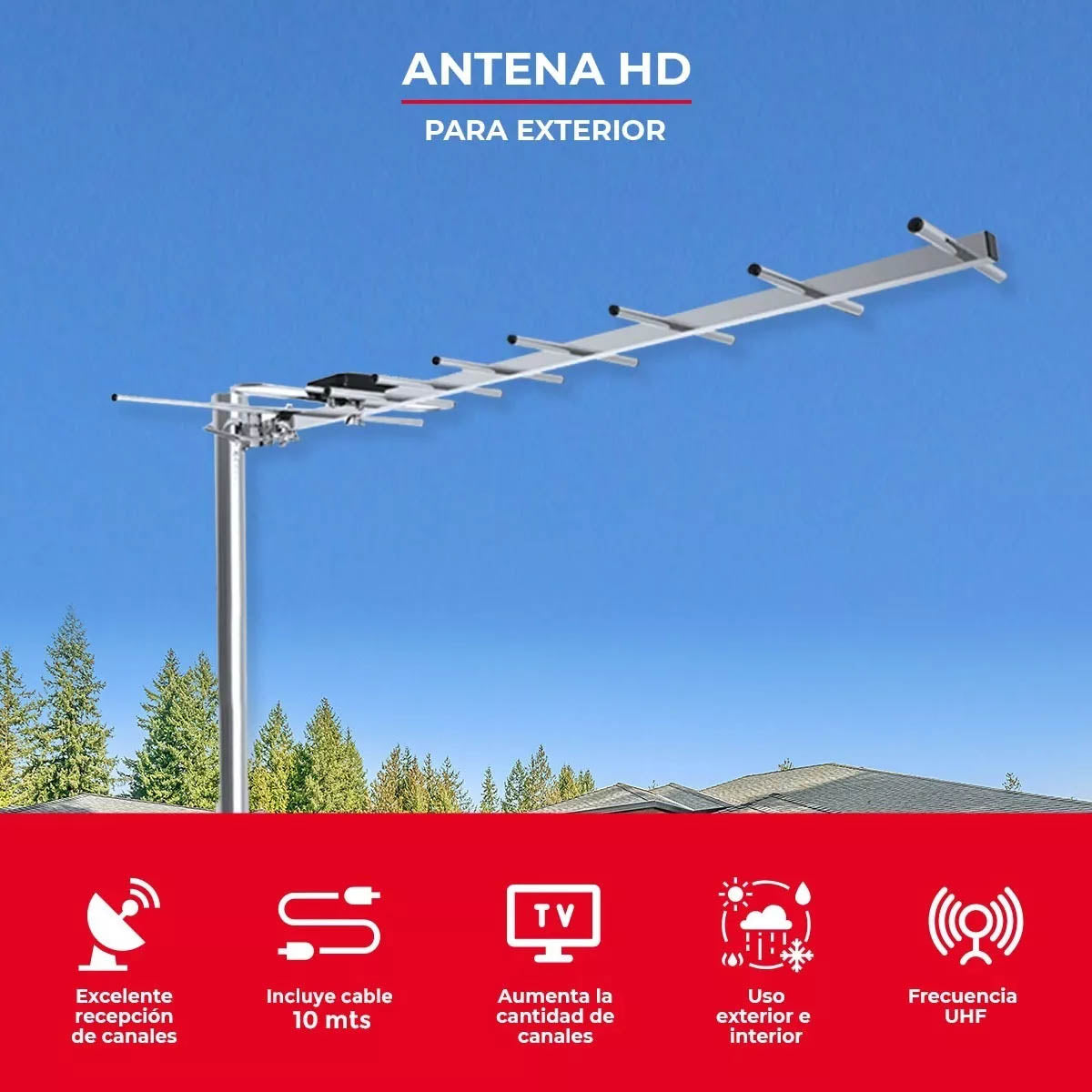 20pzs Antena Tv Aérea Exterior Link Bits Exhd02 Con Cable