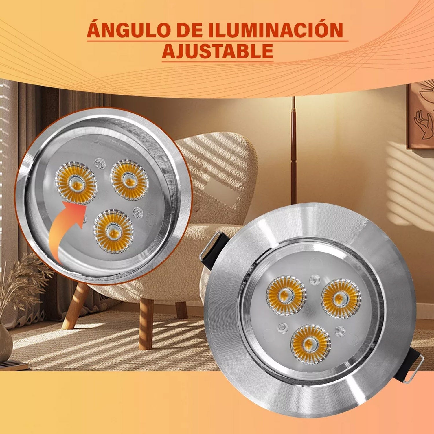 Empotrado Plafon Led 3w Spot Luz Calida 120° 3000k 210lm