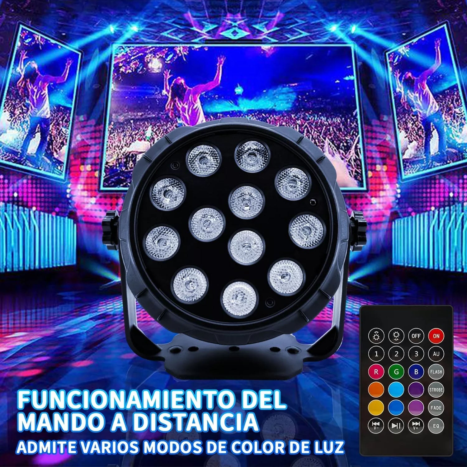 10pzs Cañon De Leds Rgb 12x1w Con Bocina Multicolor Color