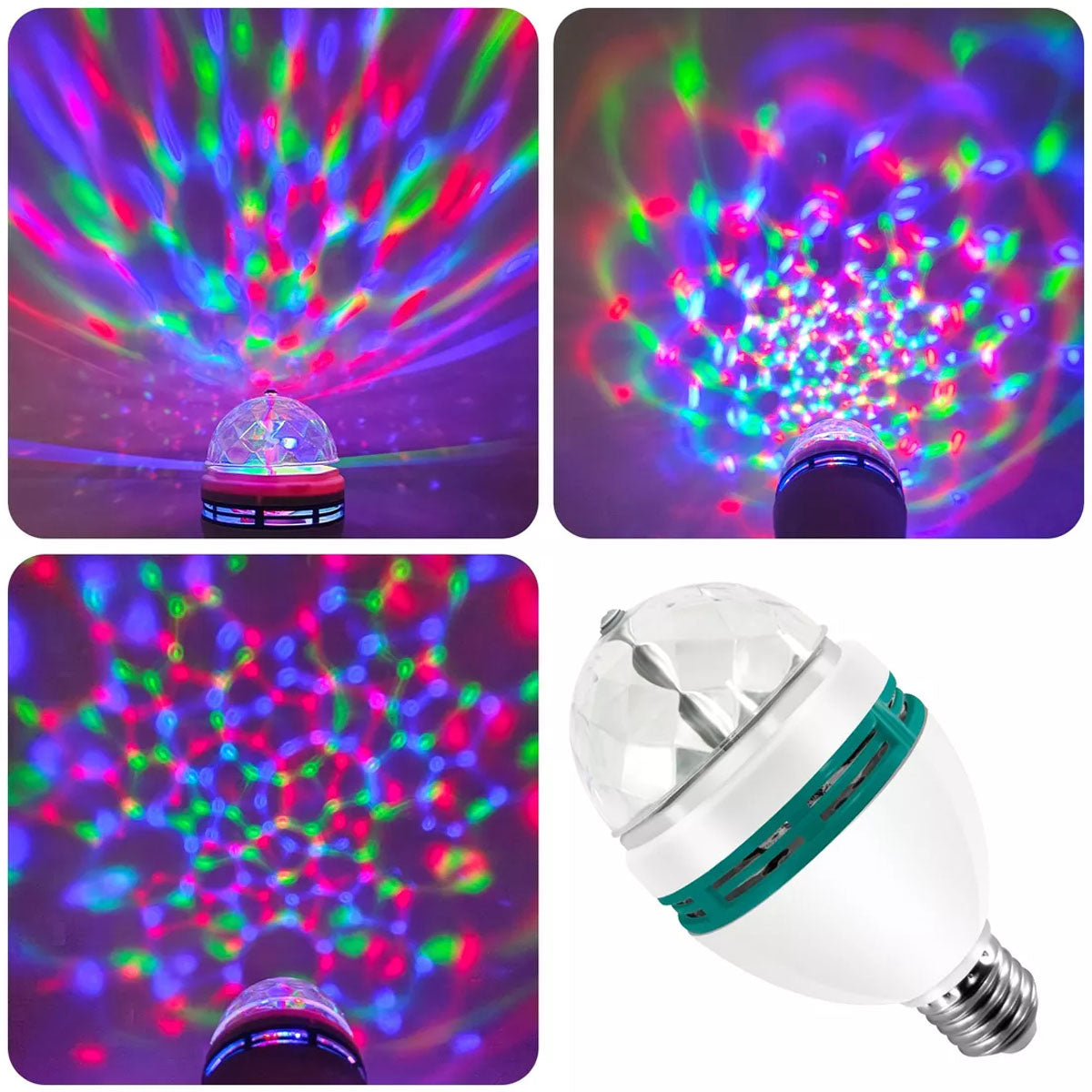 20pzs Foco Led Giratorio Multicolores Fiesta Rgb Disco Party