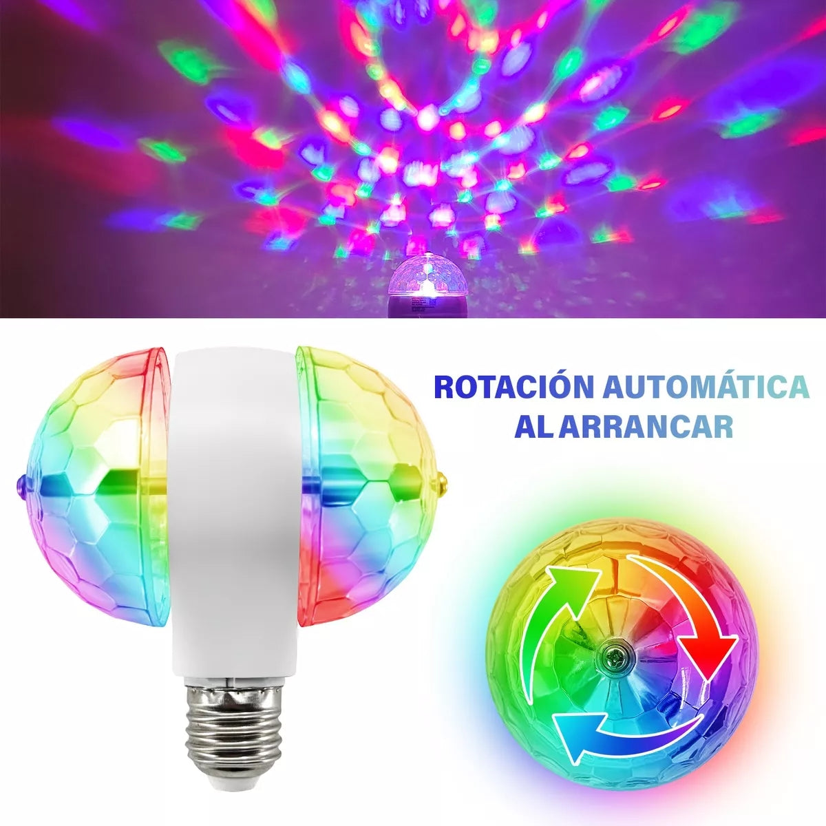 24PZ  Foco Led Giratorio Doble Luz Colores Rgb Fiestas Disco T2401