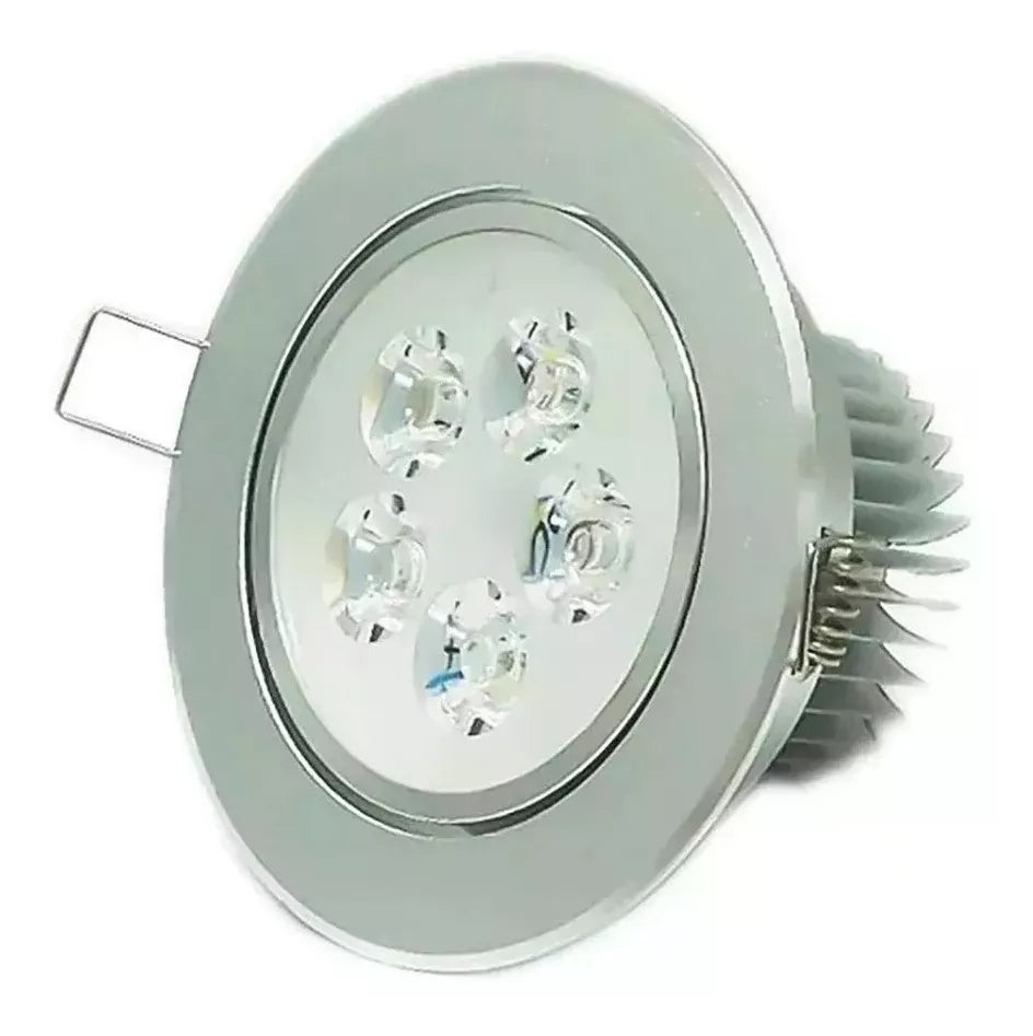 Empotrado Plafon Led 5w Spot Dirigible Satinado Luz Blanca Color Plateado