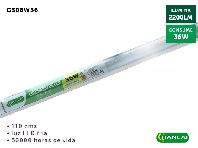 Tubo Led Luminario Regleta 36w 2200ml Luz Fria 60cm 10 Pzas