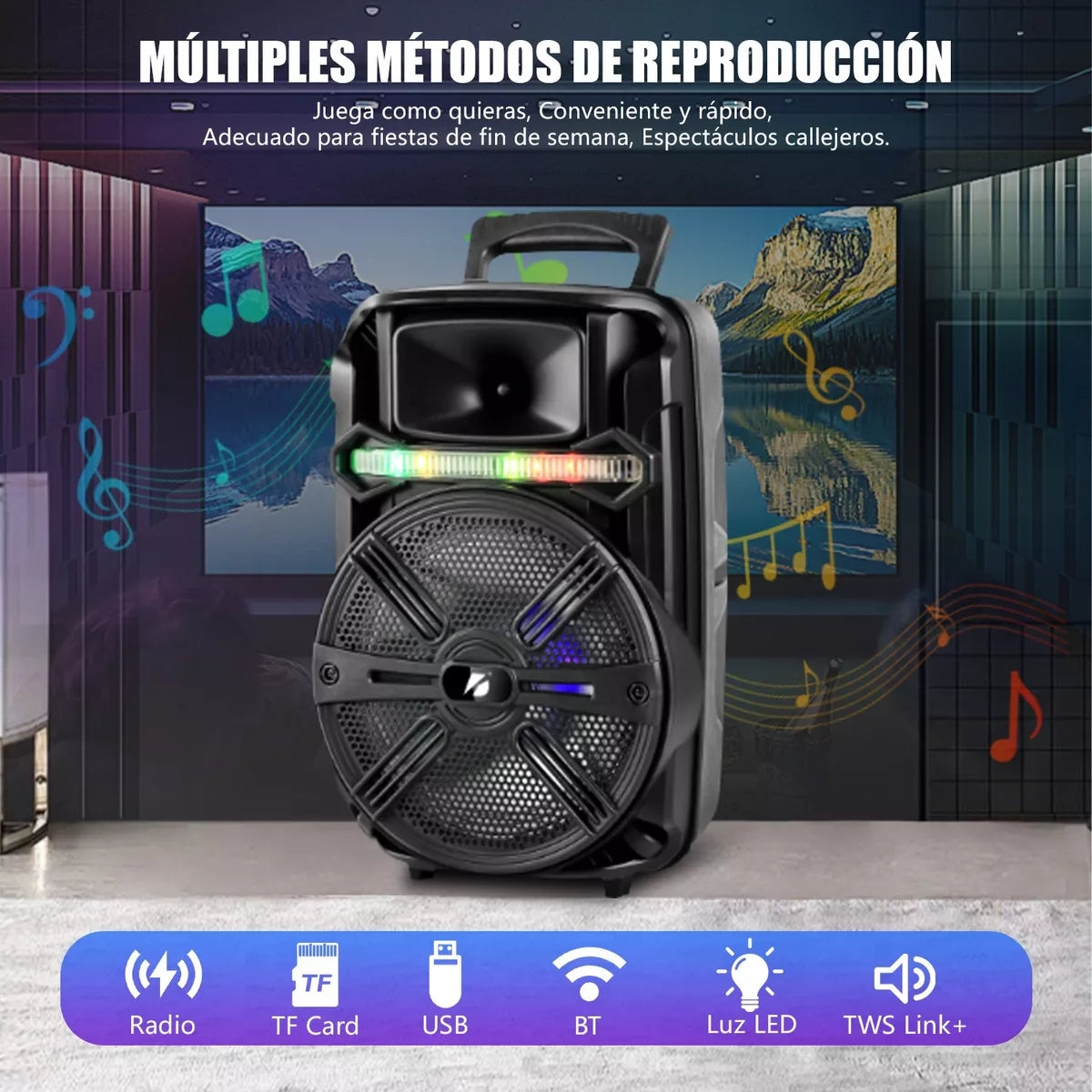 10PZ Linkbits Bocina Grande 8 Pulgadas Bluetooth Recargable 865tk