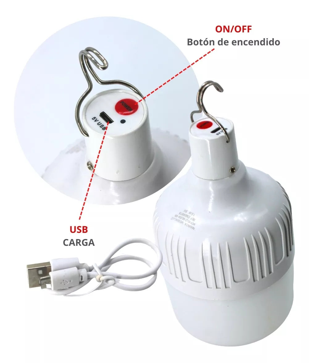 36PZ Foco De Emergencia Recargable Led 24w Usb 8-6hrs Portatil