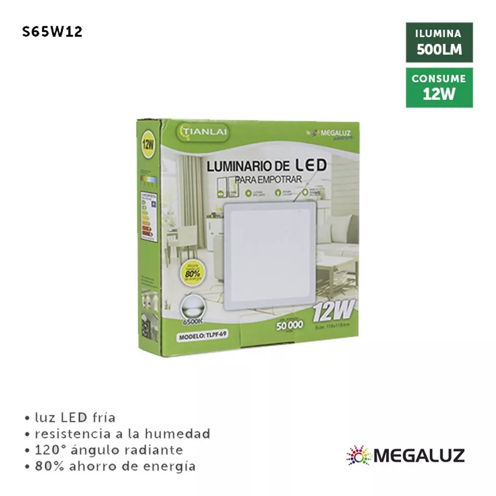 10-pack Luminaria/lampara Led Empotrable Cuadrada 12w 300lm Color Blanco