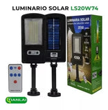 Lampara Solar 20w Para Exterior Control Remoto 1400lm