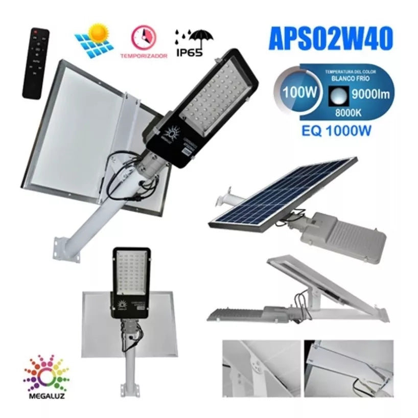 Lampara Suburbana Solar Led P/exterior 100w 9000lm Ip65