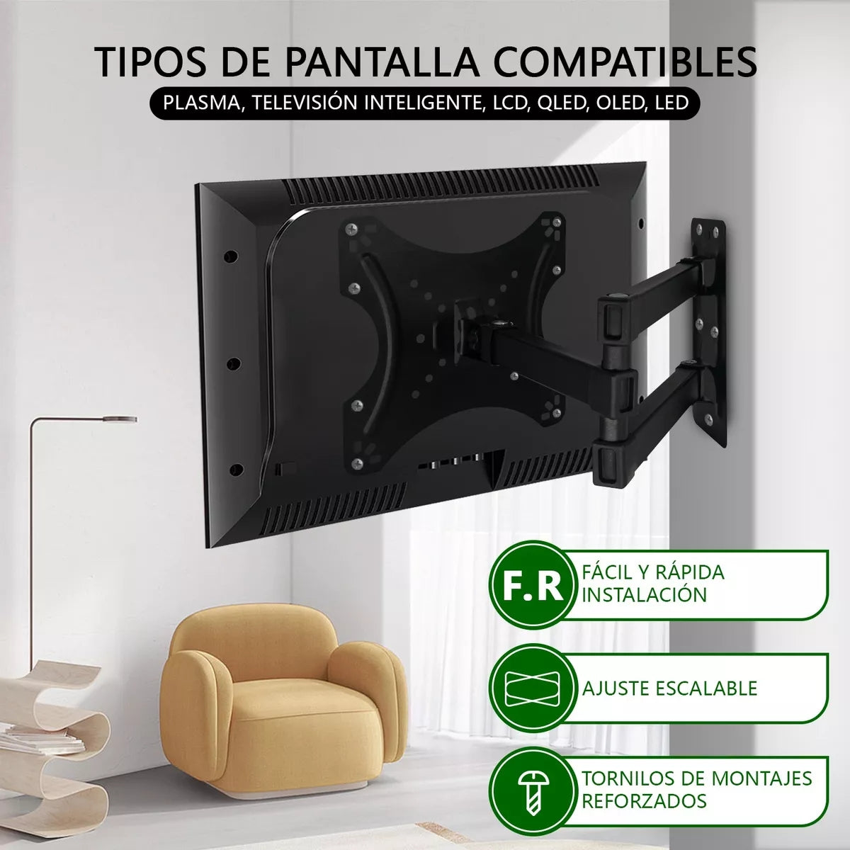 10 Pza Soporte Articulado Pantalla Tv 14 A 42 Gira 90°