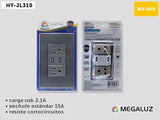 10 Pz Placa Contacto Doble Y Carga Dual Usb Gris Acero 2.1amp