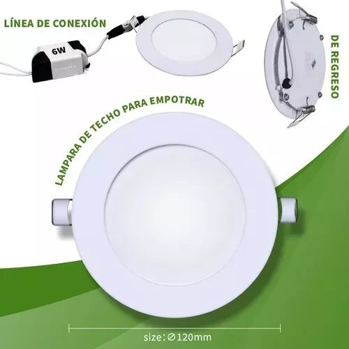 10pzs  Plafón Led Empotrable 6w Tianlai Luz Blanca Calida Color Blanco