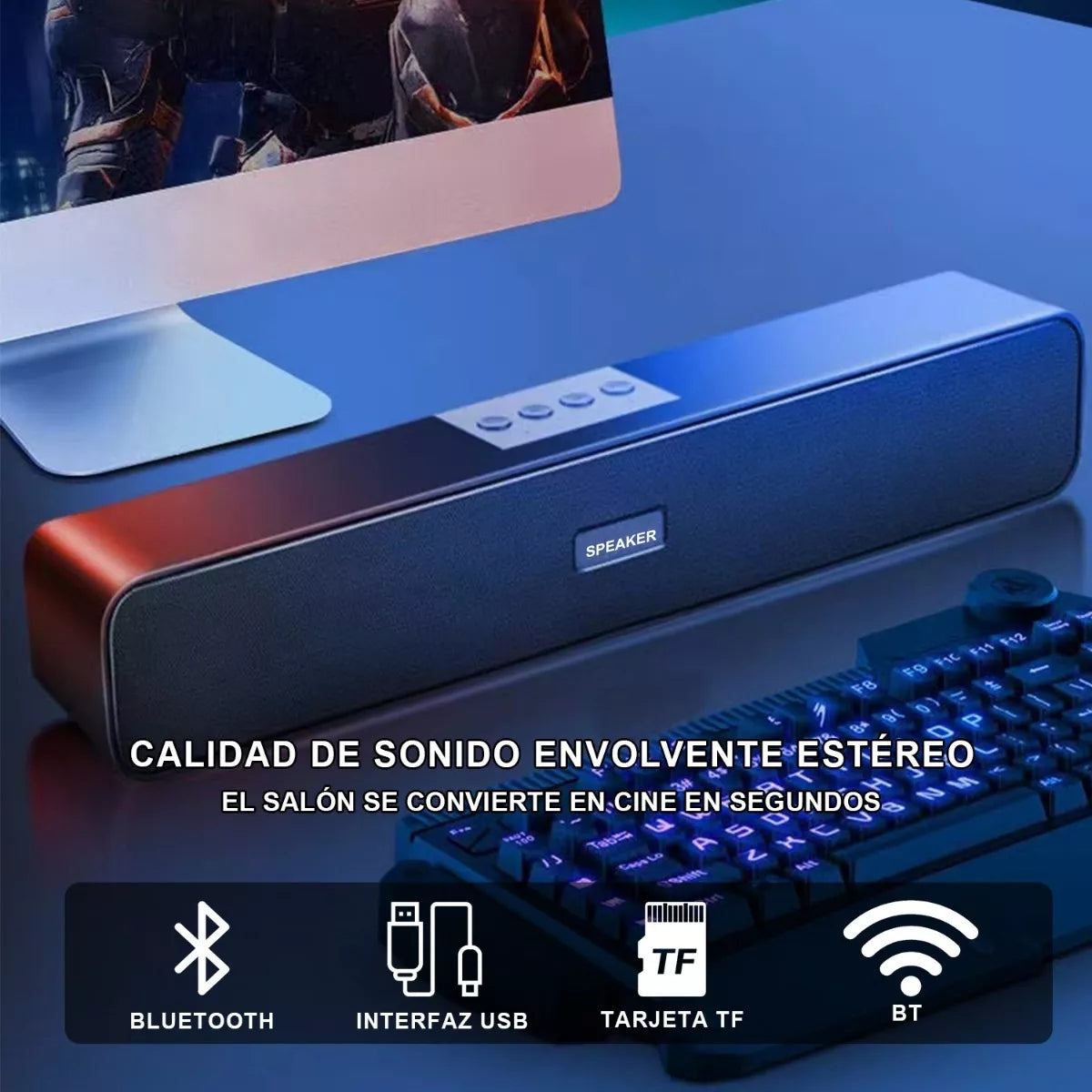 5PZ Barra De Sonido Bocina Bluetooth Portátil, Usb, Micrsd Y Aux