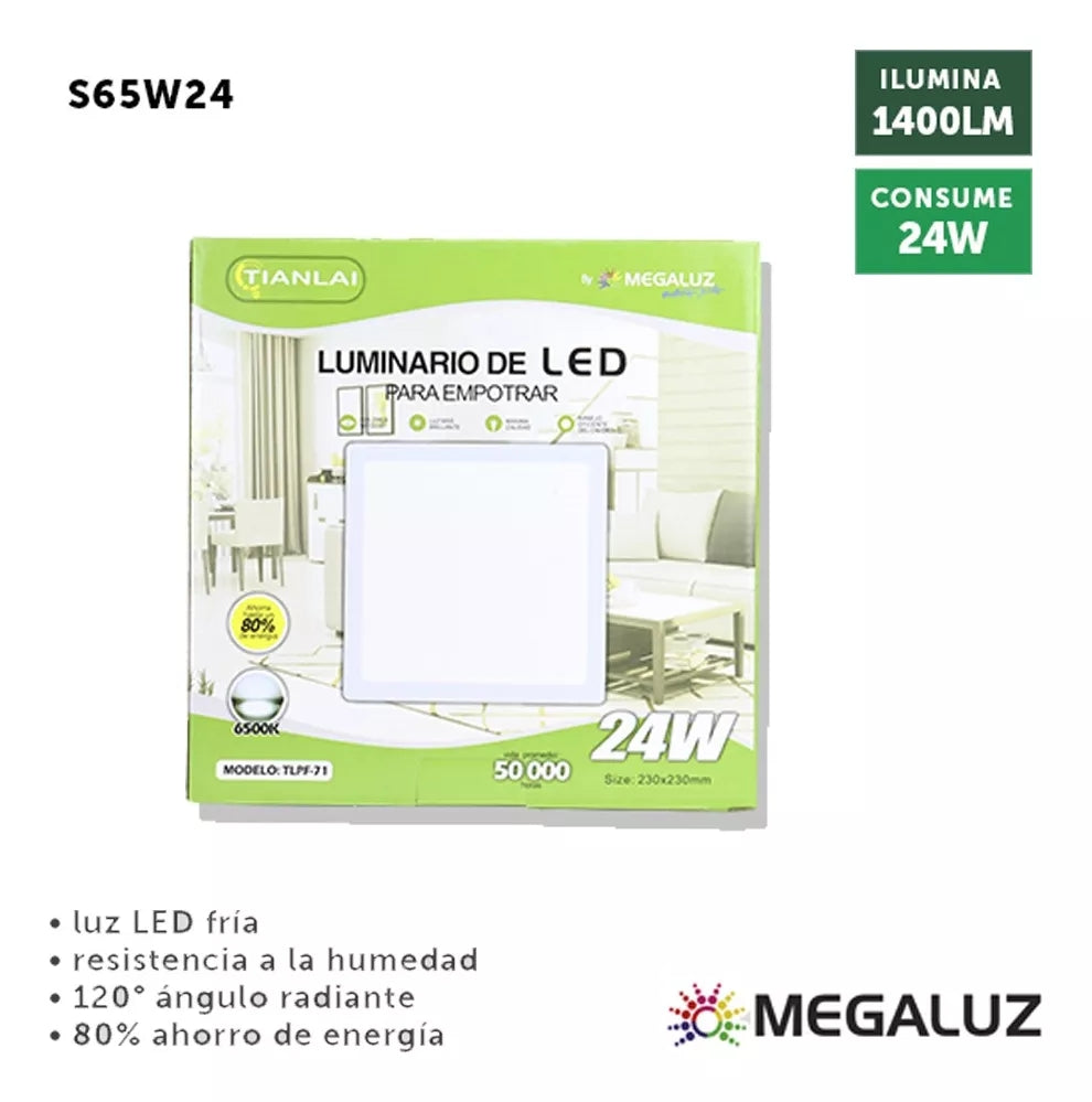 20 Pack Luminario/lampara Led Empotrable Cuadrada 24w 1400lm Color Blanco