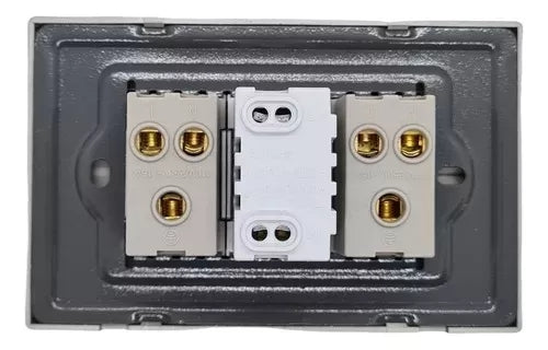 15 Pz Placa Contacto Doble Y Carga Dual Usb Gris Acero 2.1amp