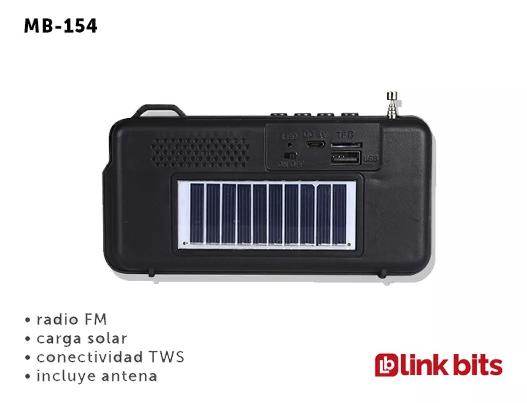 Bocina Portátil Radio Fm De Carga Solar Puerto Usb 6 Pack