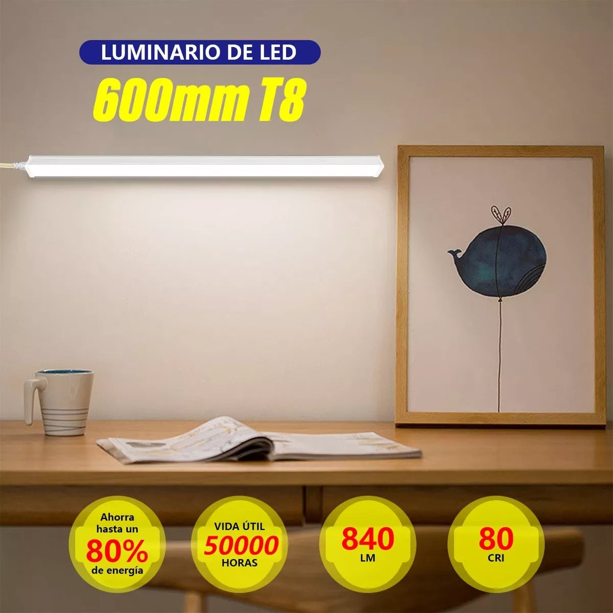 10pz Tubo De Luz Led Para Armario Megaluz 60cm 12w 60cm12w02