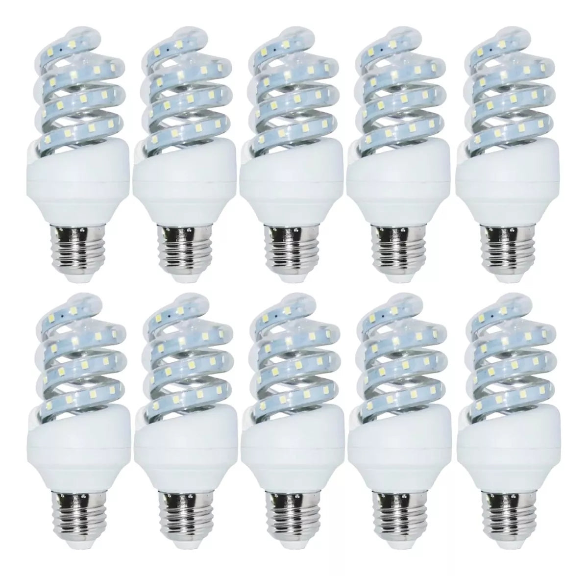 10pz Foco Ahorrador Led Tipo Espiral Color De Luz Blanco 7w